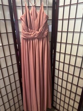 David’s bridal Elegant Dusty Rose V-Neck Maxi Dress